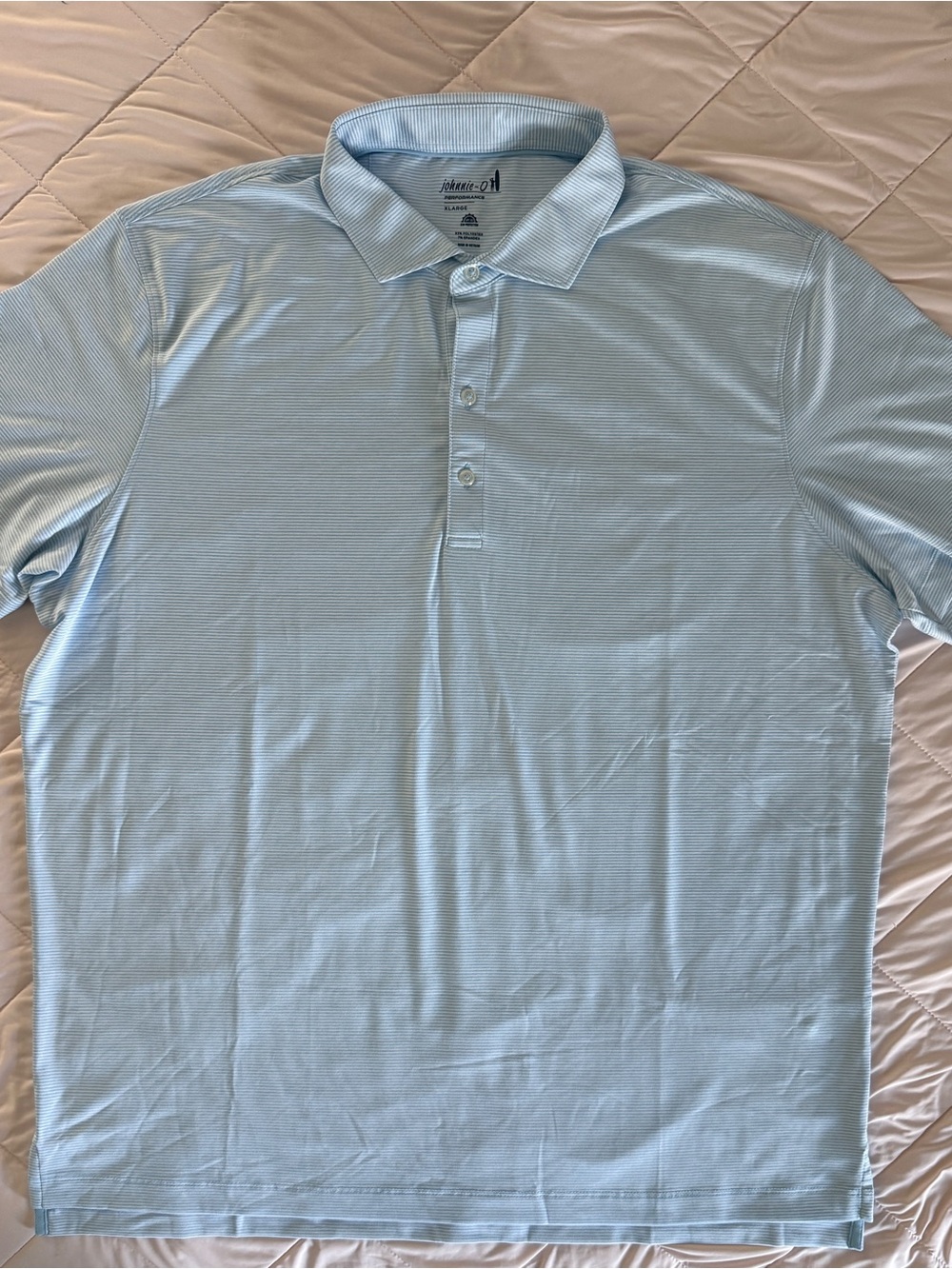 johnnie-O Light Blue Striped Polo